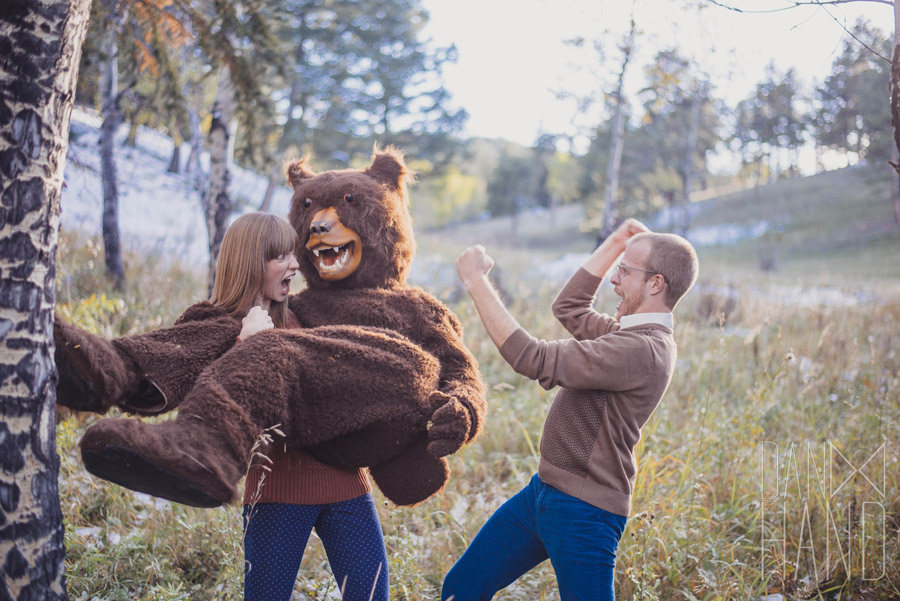 Bear attack styled engagement shoot