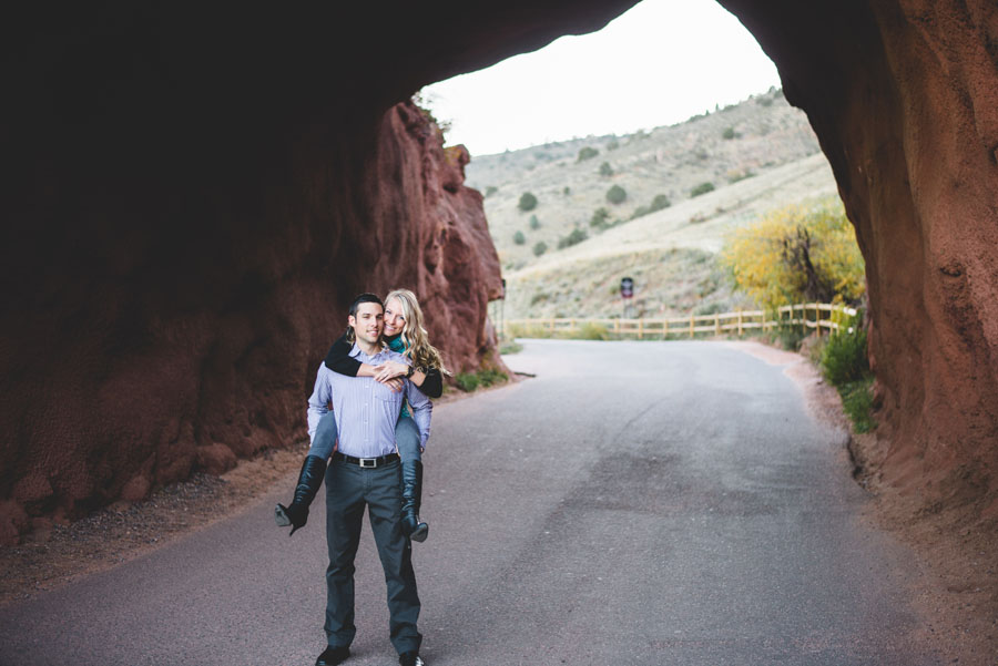 Matt and Heather pose in the tunnel at red rocks
