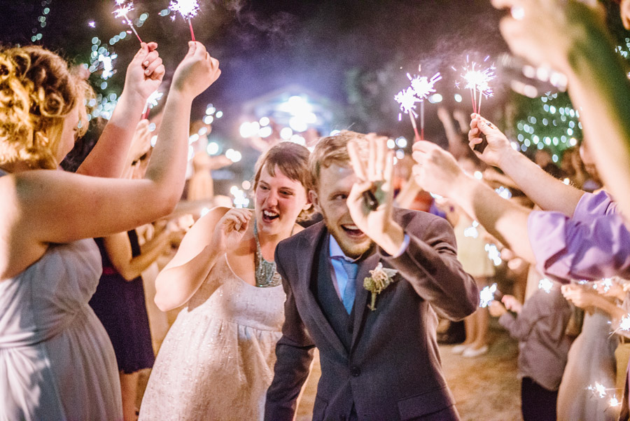 bride and groom make sparklet exit at the greenbrier inn