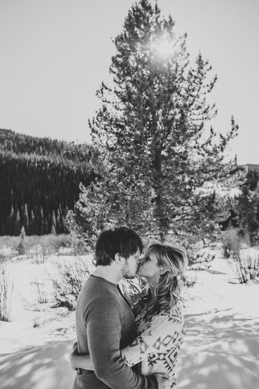 black and white engagement photos in keystone colorado