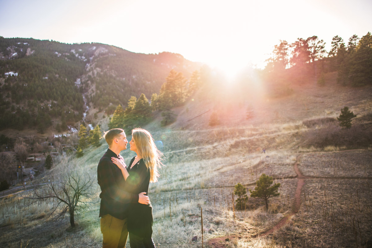 Engagement photos in Settler's Park in Boulder