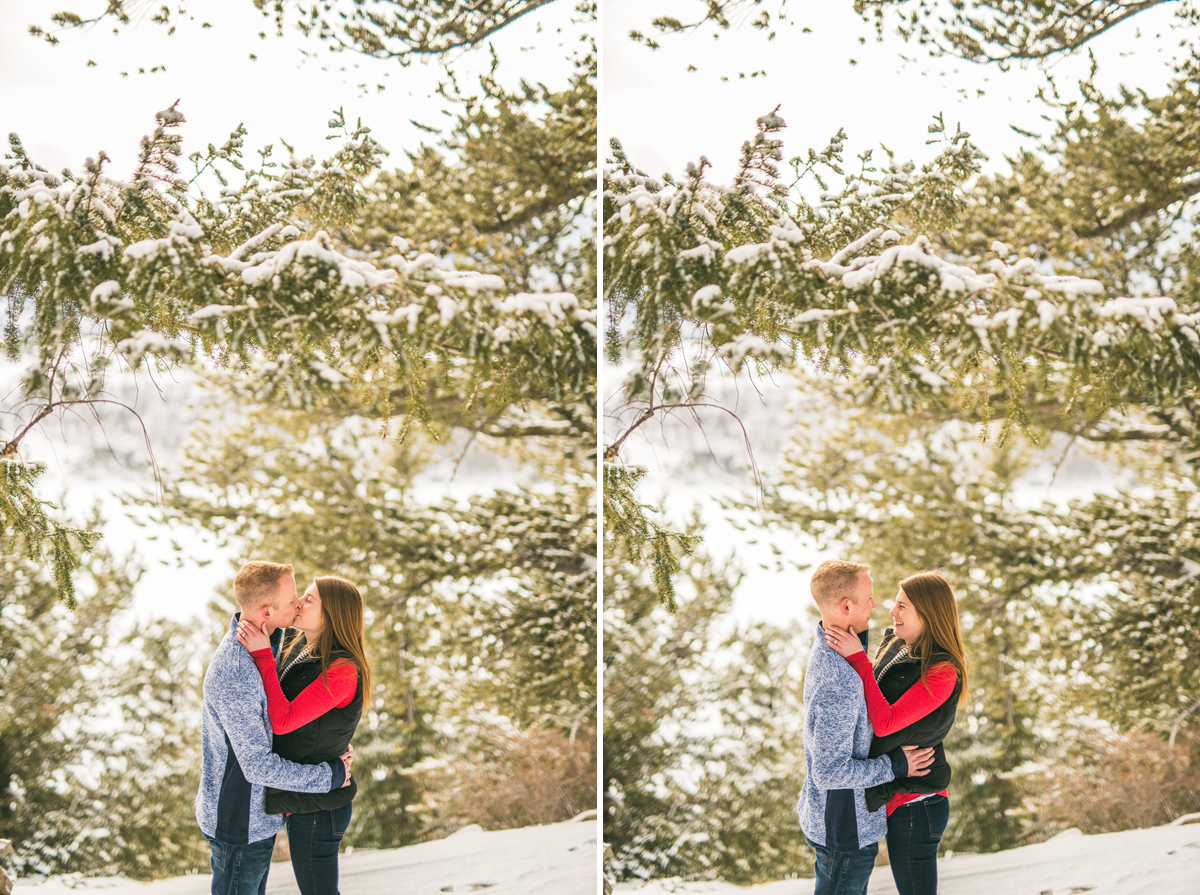 winter engagement photos in colorado